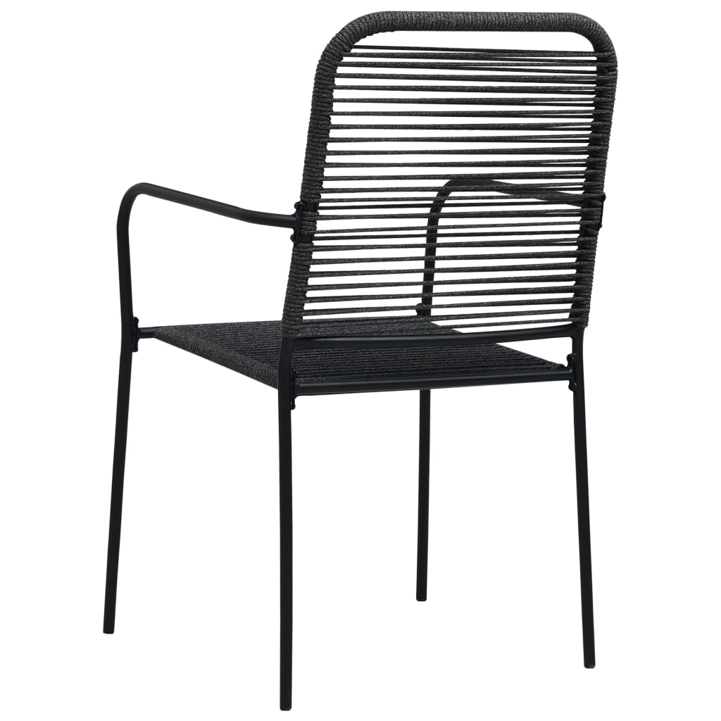 5 Piece Outdoor Dining Set Cotton Rope And Steel Black