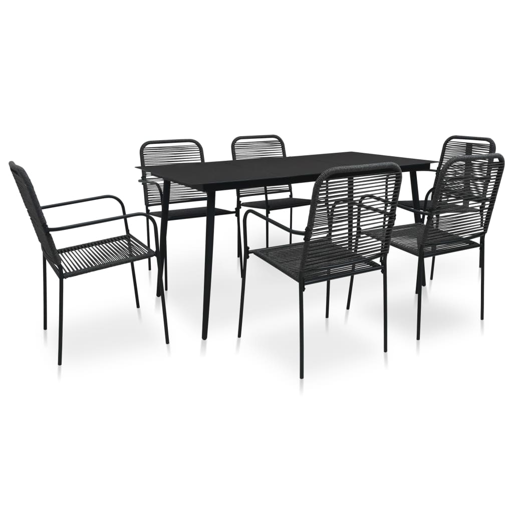 5 Piece Outdoor Dining Set Cotton Rope And Steel Black