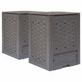Composters Garden Compost Bins Set Of 3 Brown Rattan Style 300L Weather Resistan
