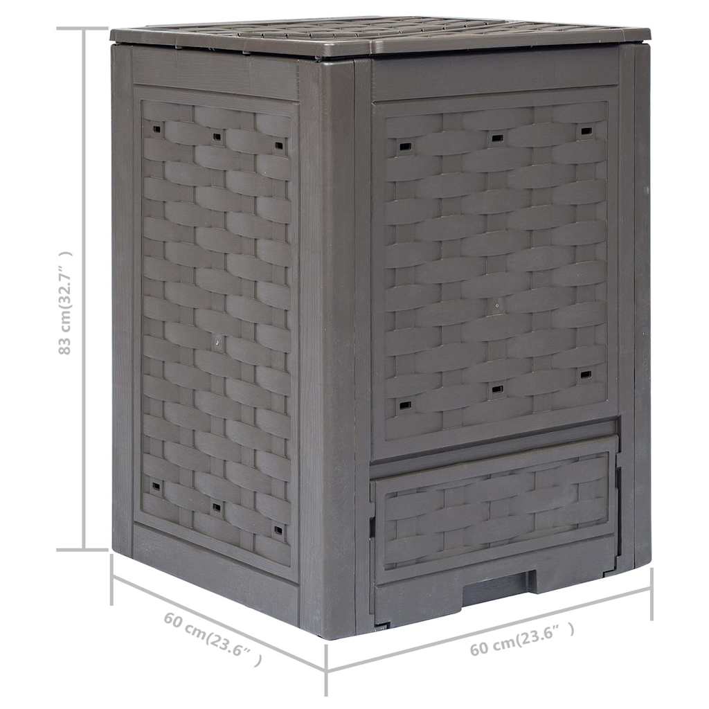 Composters Garden Compost Bins Set Of 3 Brown Rattan Style 300L Weather Resistan