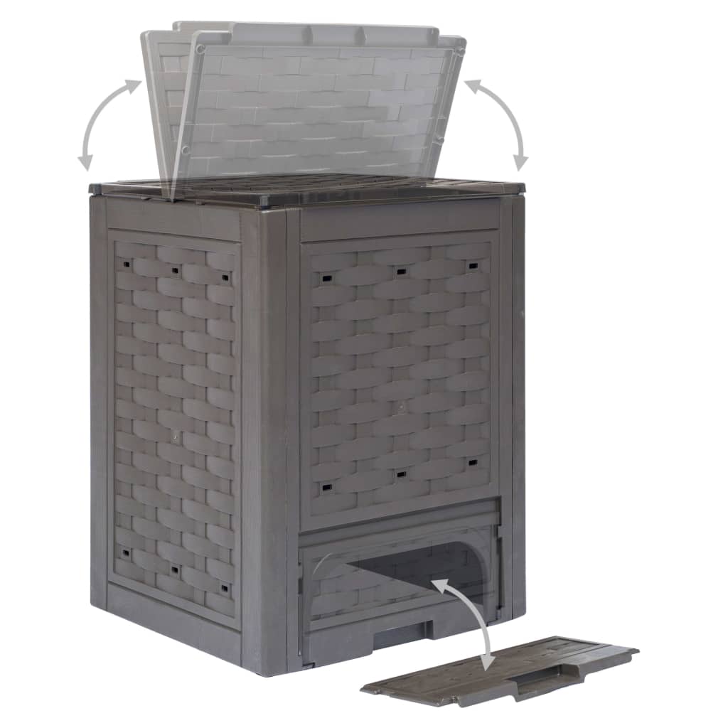Garden Composters 3 Pcs Brown 60X60X83 Cm Plastic Rattan
