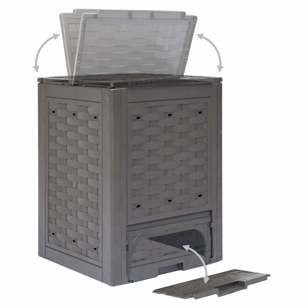 Composters Garden Compost Bins Set Of 3 Brown Rattan Style 300L Weather Resistan