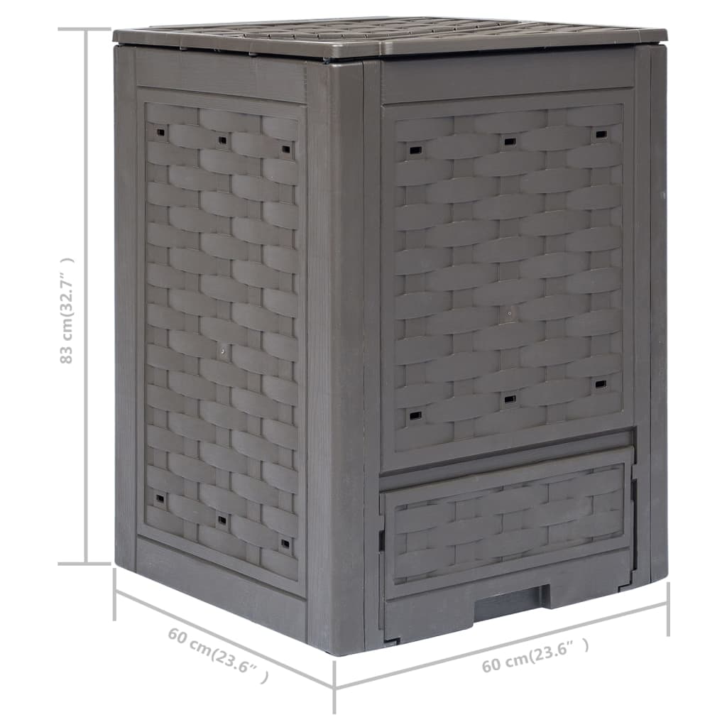 Garden Composters 3 Pcs Brown 60X60X83 Cm Plastic Rattan