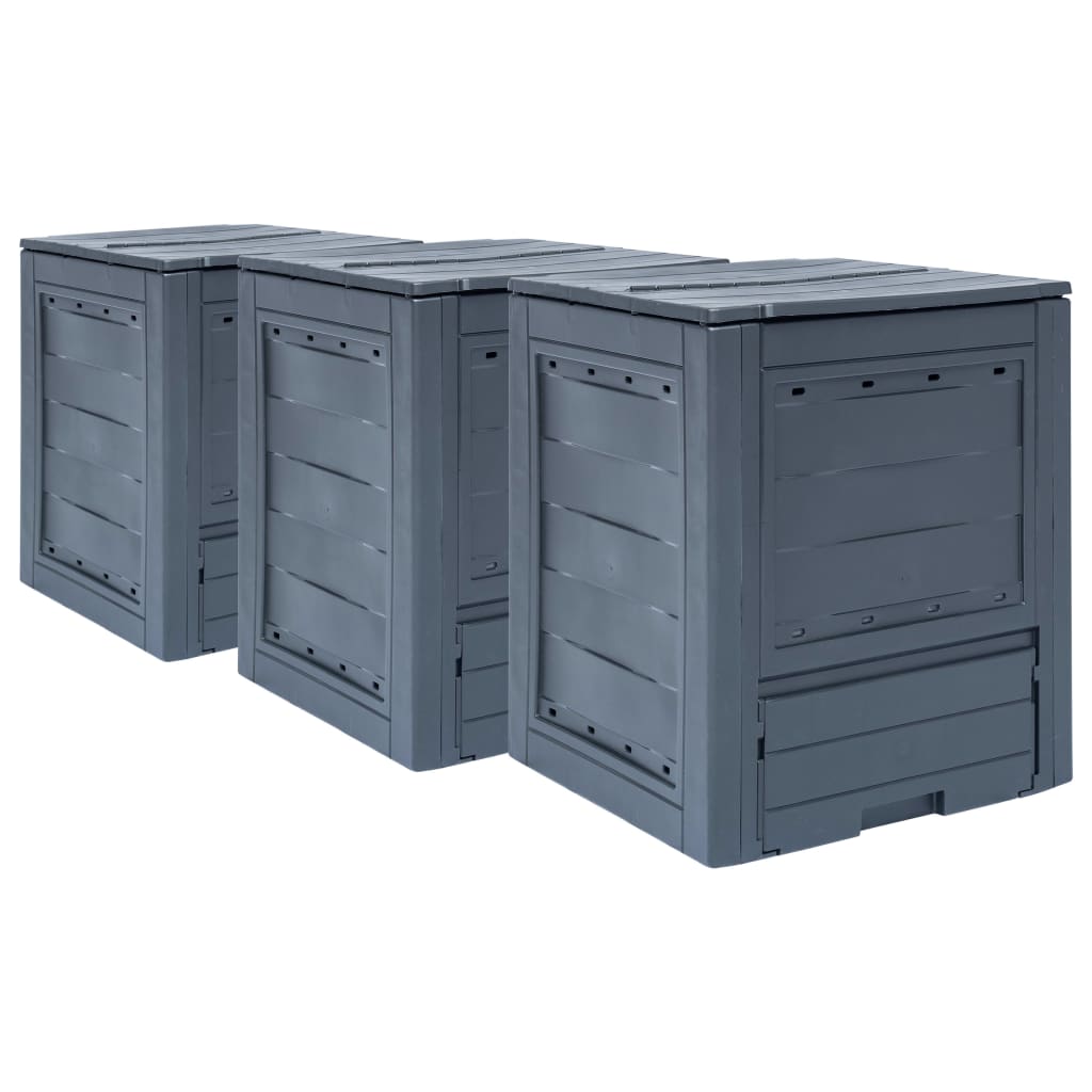 Garden Composters 3 Pcs Grey 60X60X73Cm