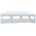Folding Pop-Up Party Tent With 5 Sidewalls 3X9 M White