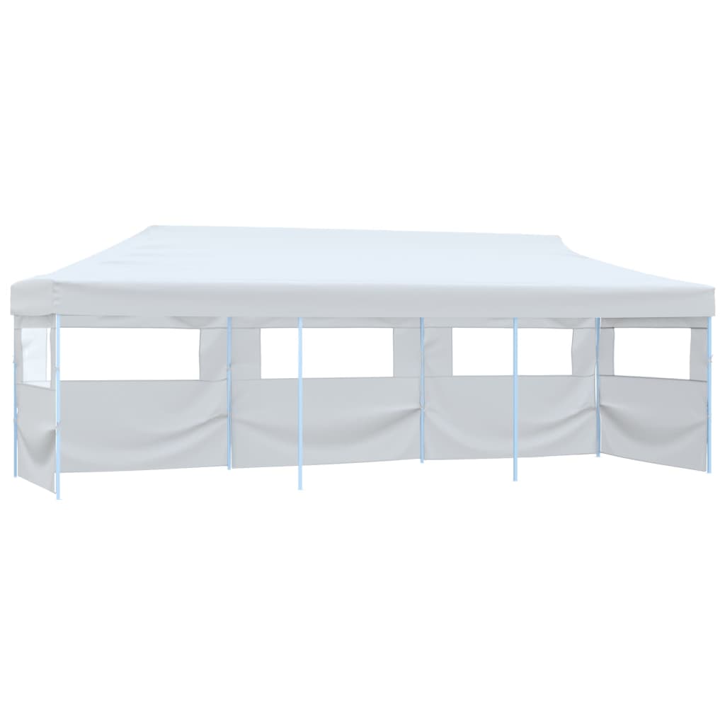 Folding Pop-Up Party Tent With 5 Sidewalls 3X9 M White