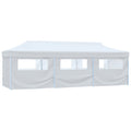 Folding Pop-Up Party Tent With 8 Sidewalls 3X9 M White