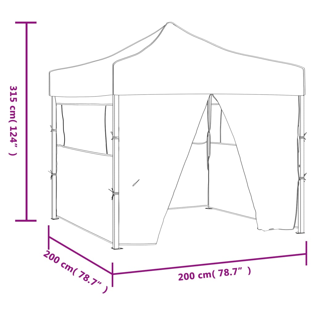 Professional Folding Party Tent With 4 Sidewalls 2X2 M Steel