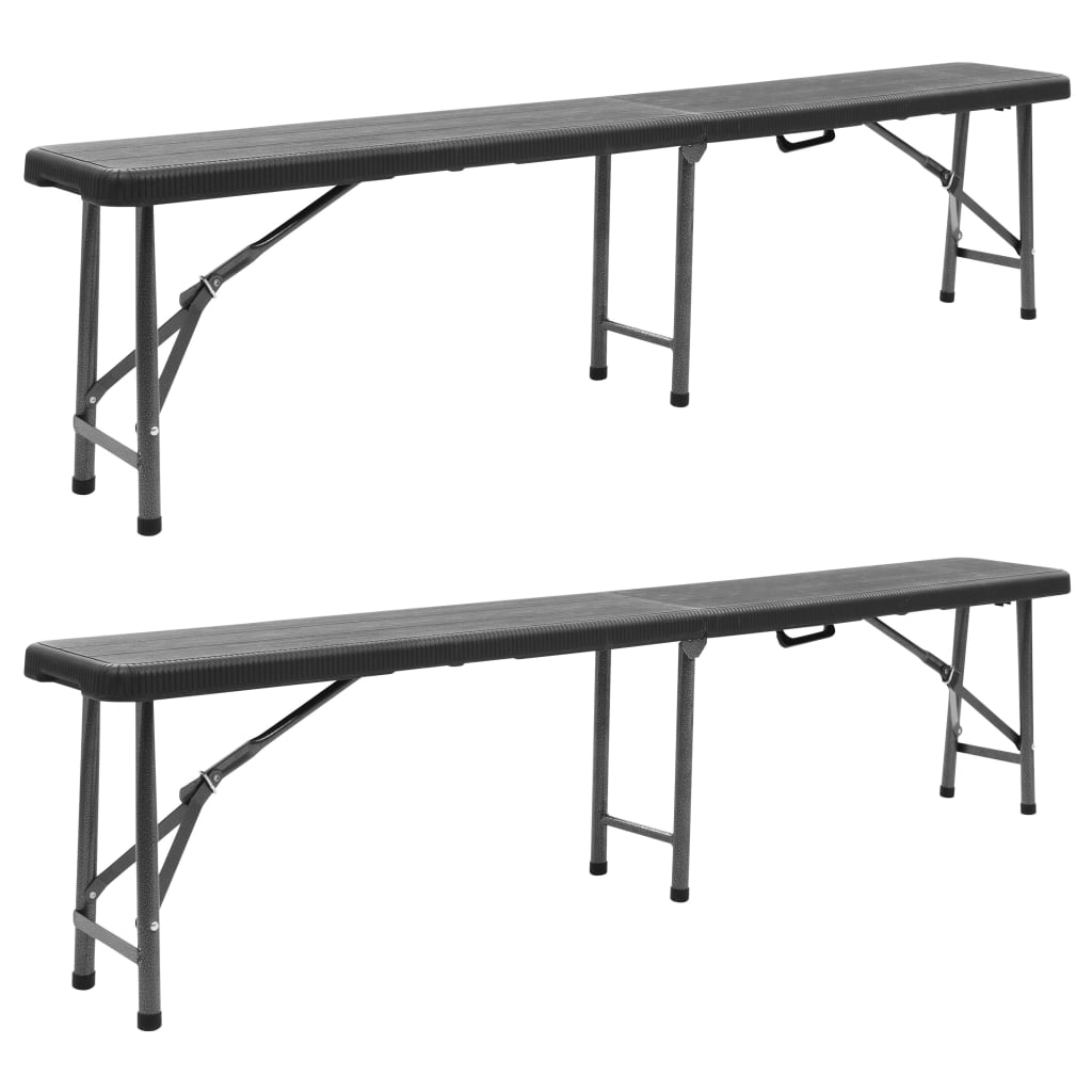 Folding Garden Benches 2 Pcs 180 Cm Hdpe