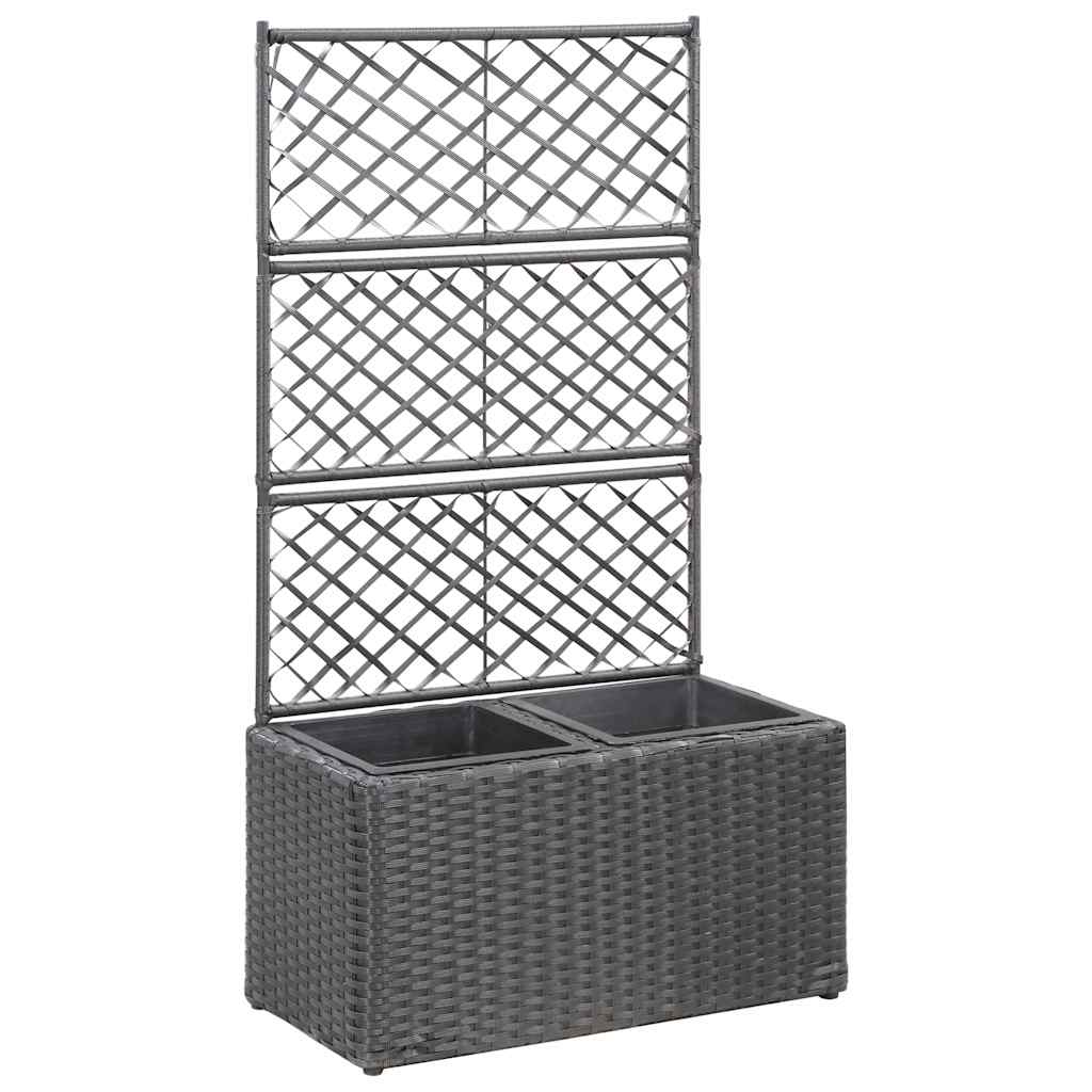 Planter Poly Rattan Trellis Raised Flower Pot Climbing Plants Brown Black Grey