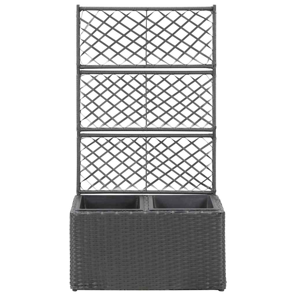 Planter Poly Rattan Trellis Raised Flower Pot Climbing Plants Brown Black Grey
