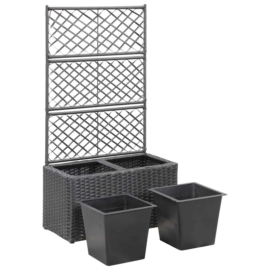 Planter Poly Rattan Trellis Raised Flower Pot Climbing Plants Brown Black Grey