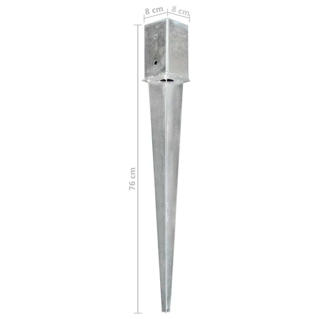 Ground Spikes 2 Pcs Silver Galvanised Steel