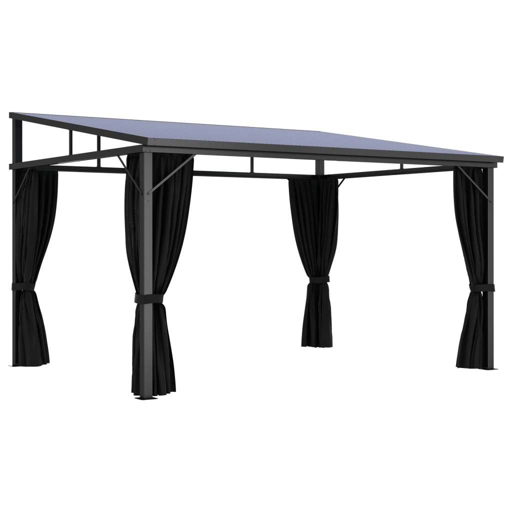 Gazebo With Curtain 405X294X244 Cm Anthracite