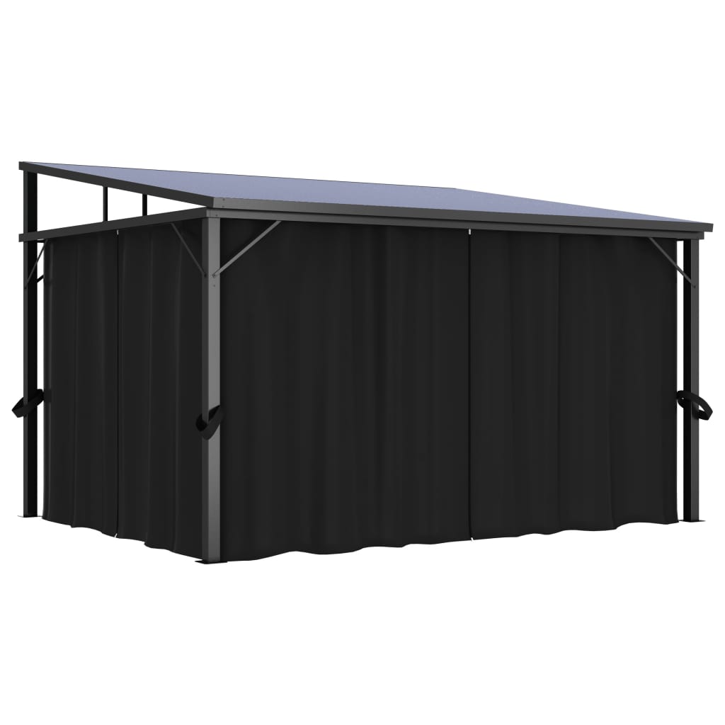 Gazebo With Curtain 405X294X244 Cm Anthracite