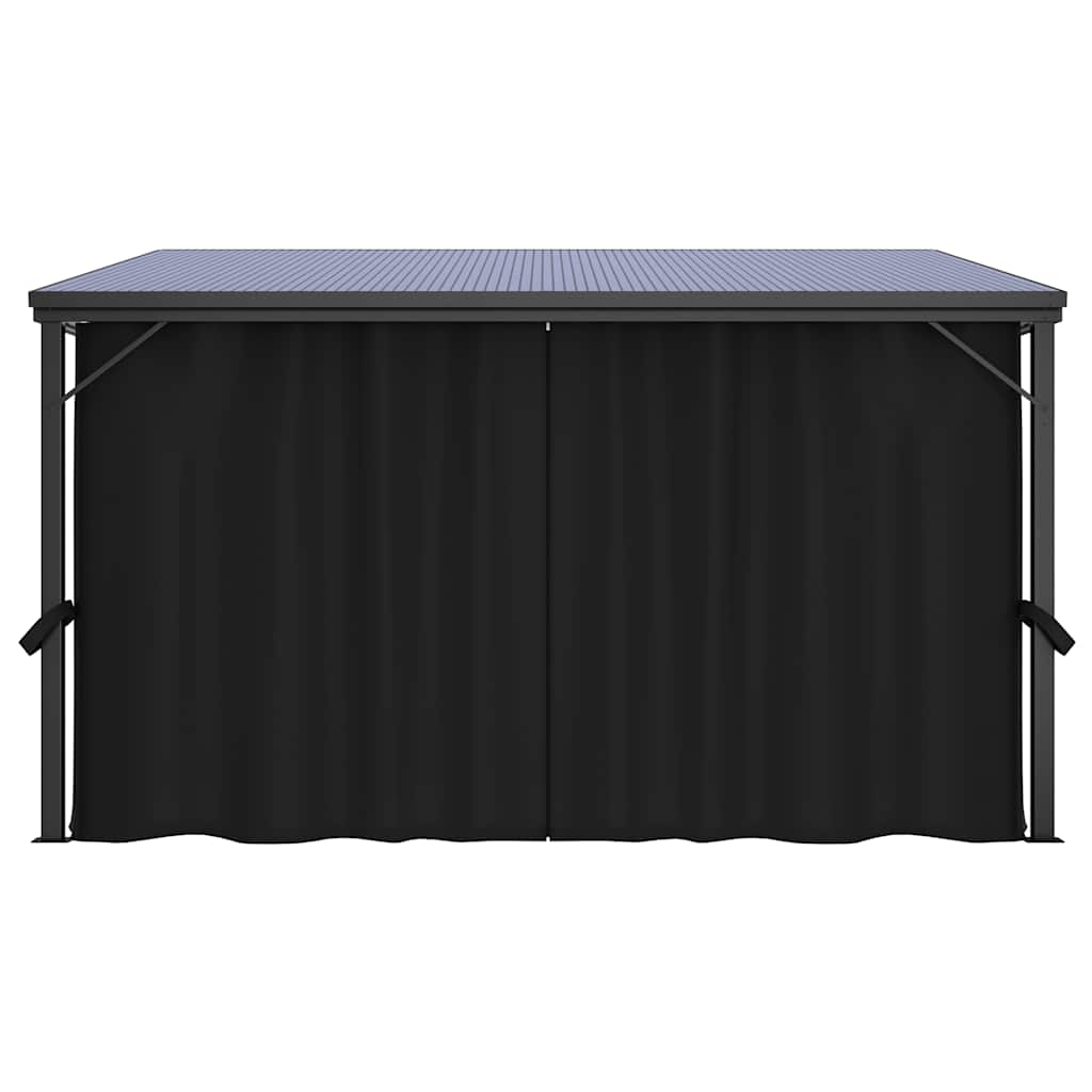 Gazebo With Curtain 405X294X244 Cm Anthracite