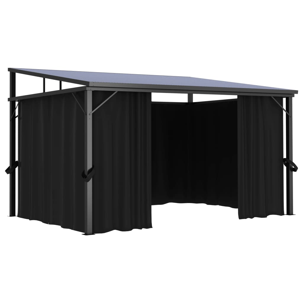 Gazebo With Curtain 405X294X244 Cm Anthracite