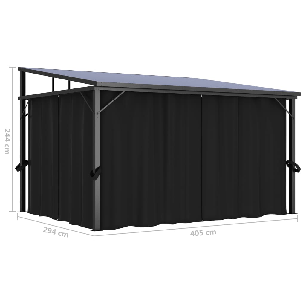 Gazebo With Curtain 405X294X244 Cm Anthracite
