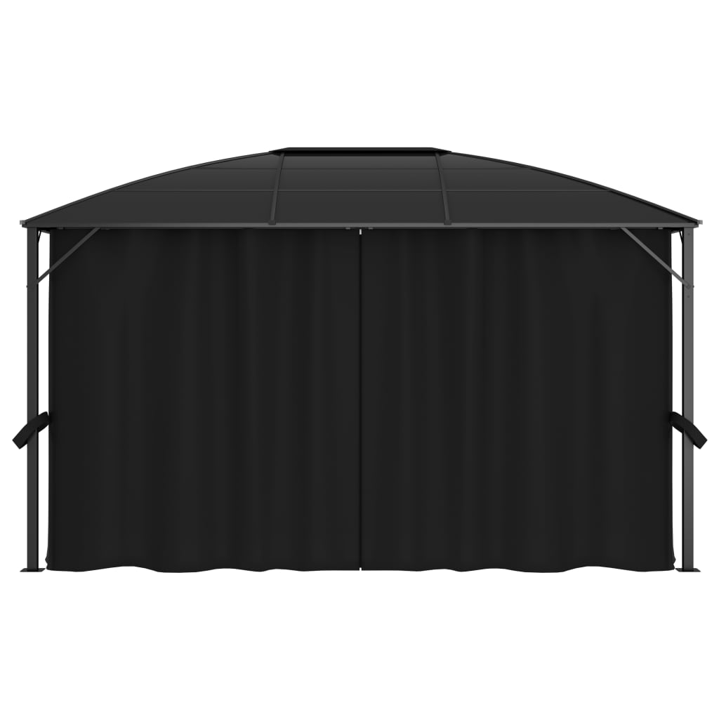 Gazebo With Curtains 400X300X265 Cm Anthracite