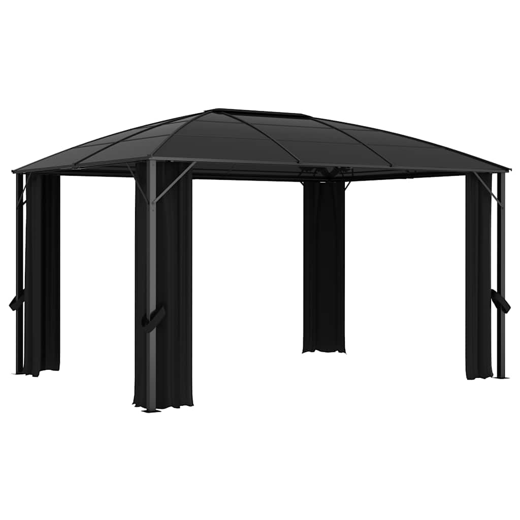 Gazebo With Curtains 400X300X265 Cm Anthracite