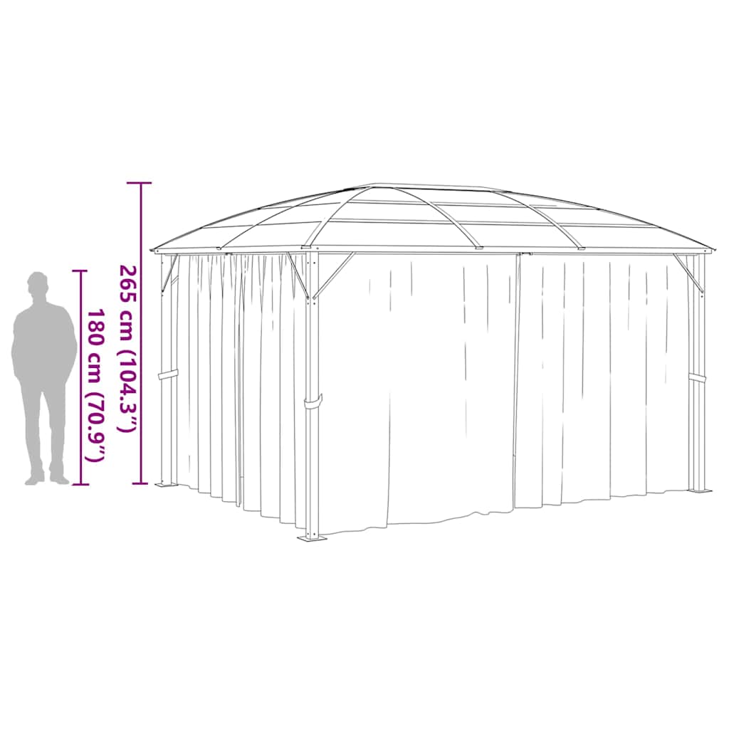 Gazebo Curtains 400X300X265 Cm Anthracite Aluminium steel polycarbonate 400 cm