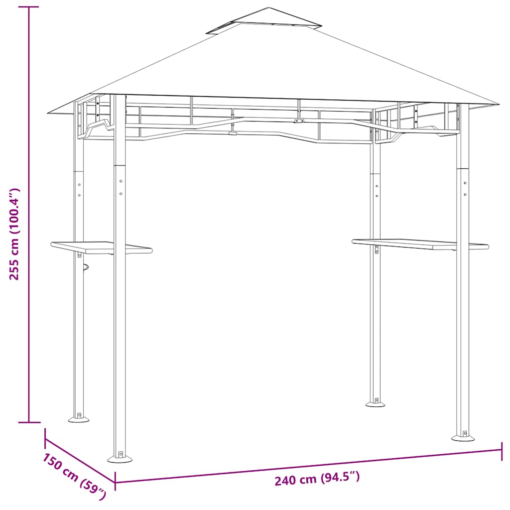 Bbq Gazebo 240X150X255 Cm Anthracite Steel