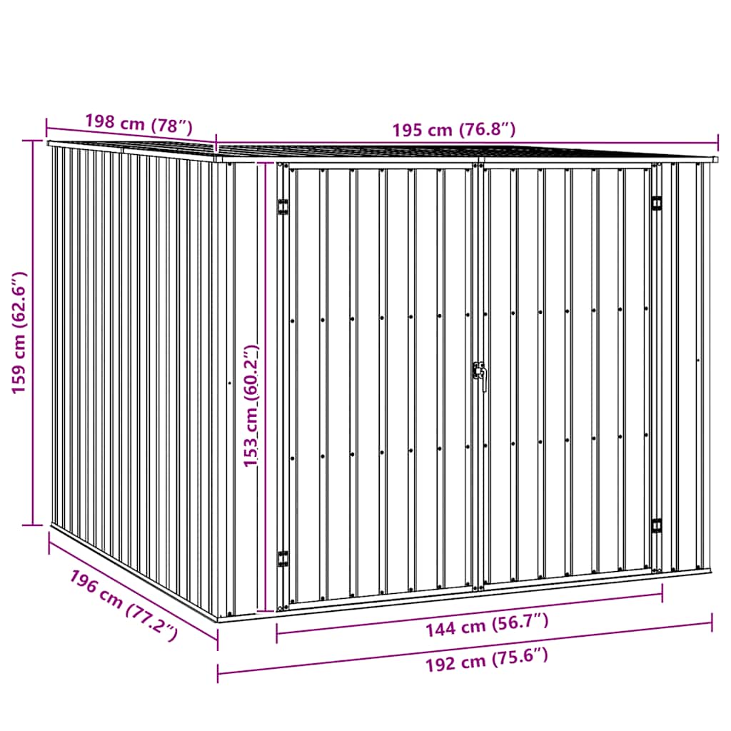 Garden Shed 195X198X159 Cm Galvanised Steel