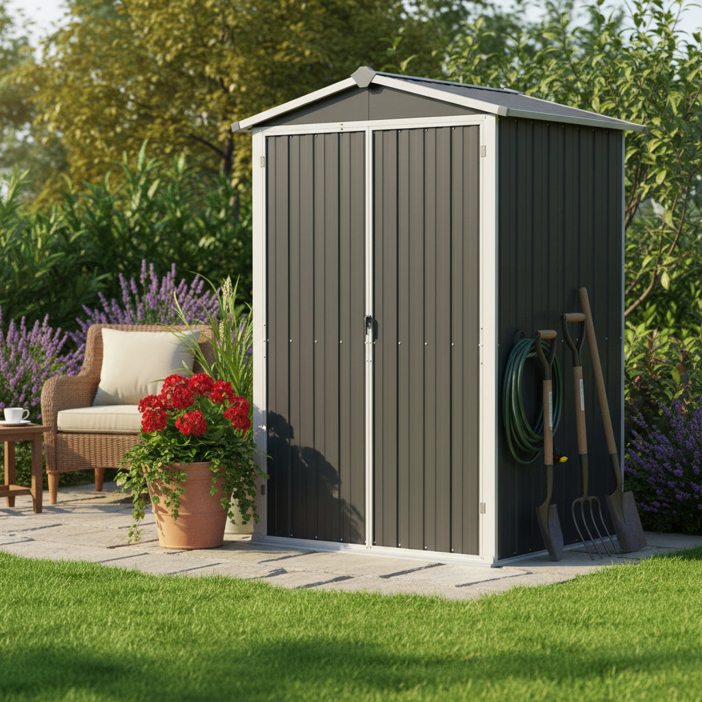 Garden Shed 116X45X175 Cm Galvanised Steel