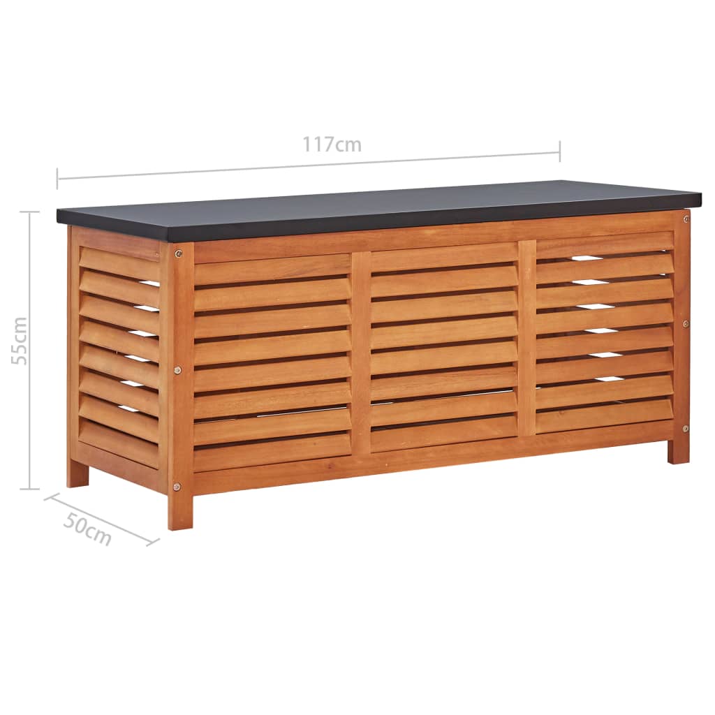 Garden Storage Box 117X50X55 Cm Solid Eucalyptus Wood