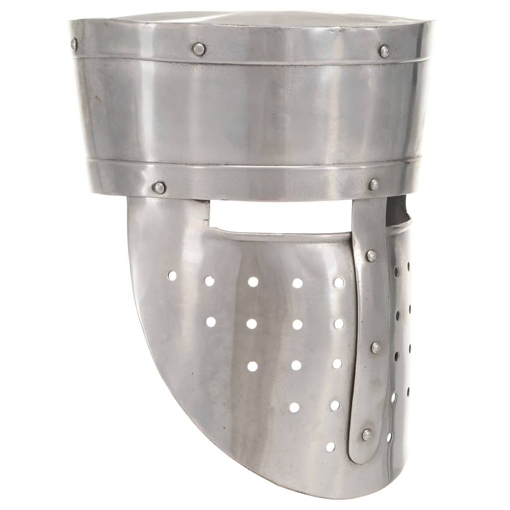 Medieval Knight Helmet Antique Replica Larp Silver Steel