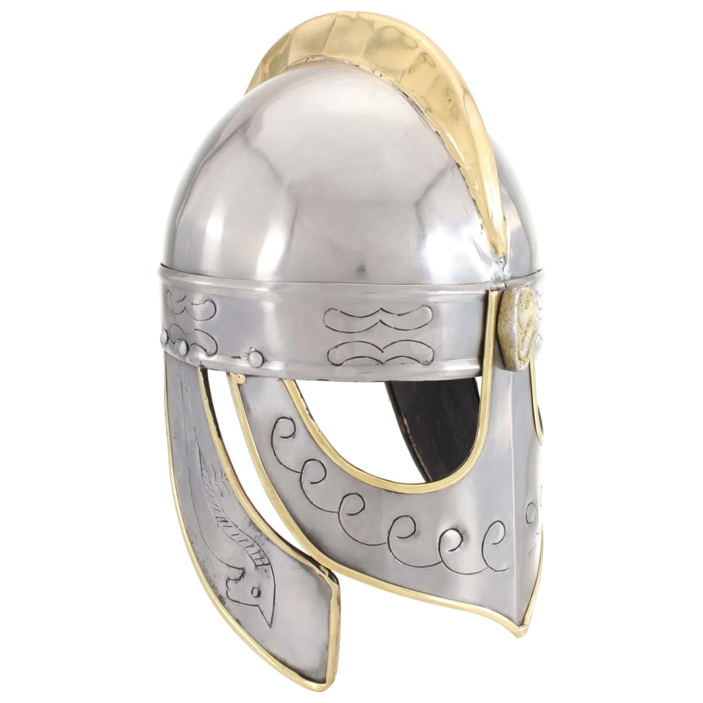 Medieval Knight Helmet Antique Replica Larp Silver Steel
