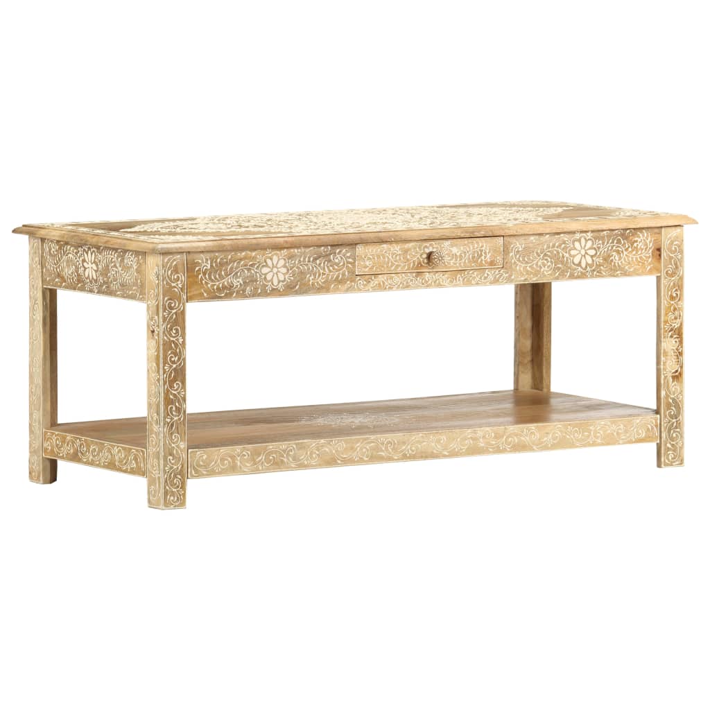 Coffee Table 110X50X45 Cm Hand Painted Solid Mango Wood