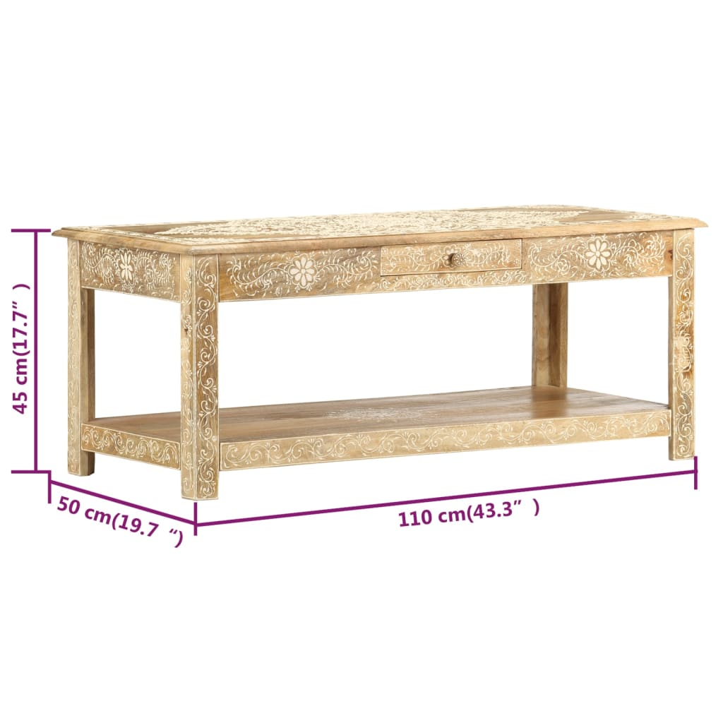 Coffee Table 110X50X45 Cm Hand Painted Solid Mango Wood