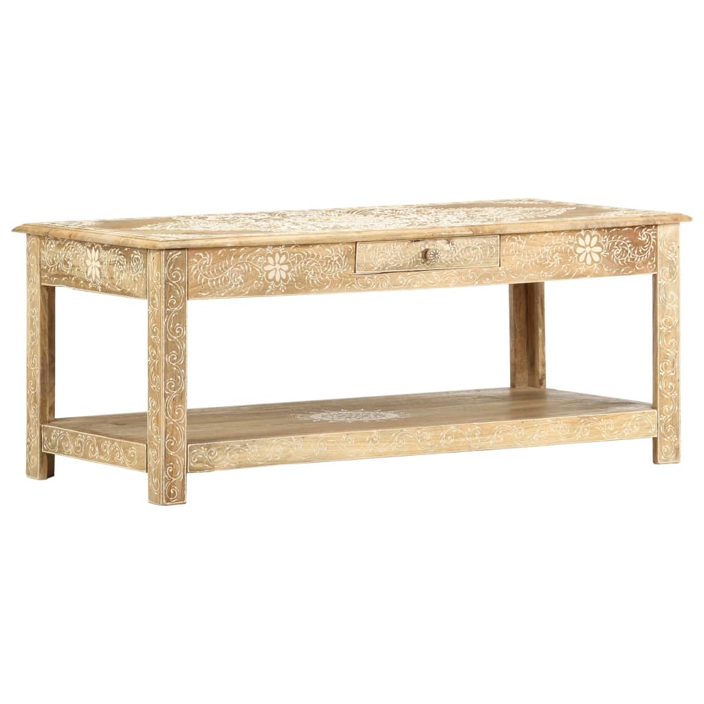 Coffee Table 110X50X45 Cm Hand Painted Solid Mango Wood