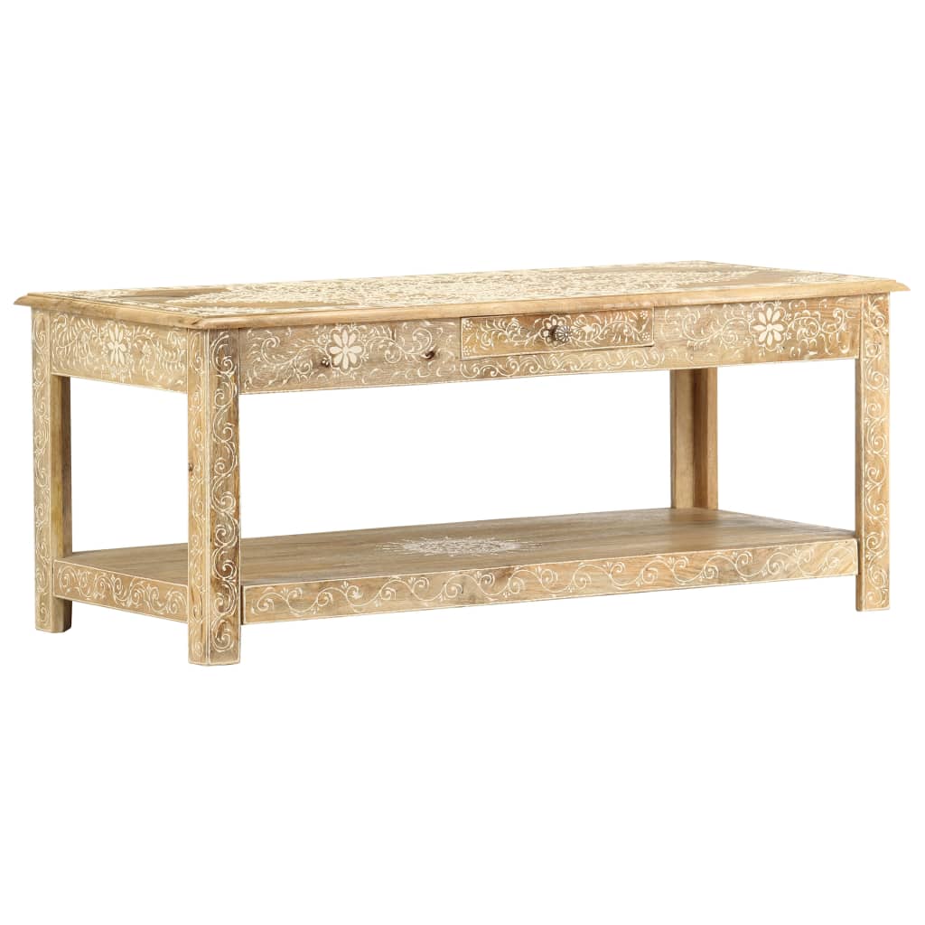 Coffee Table 110X50X45 Cm Hand Painted Solid Mango Wood