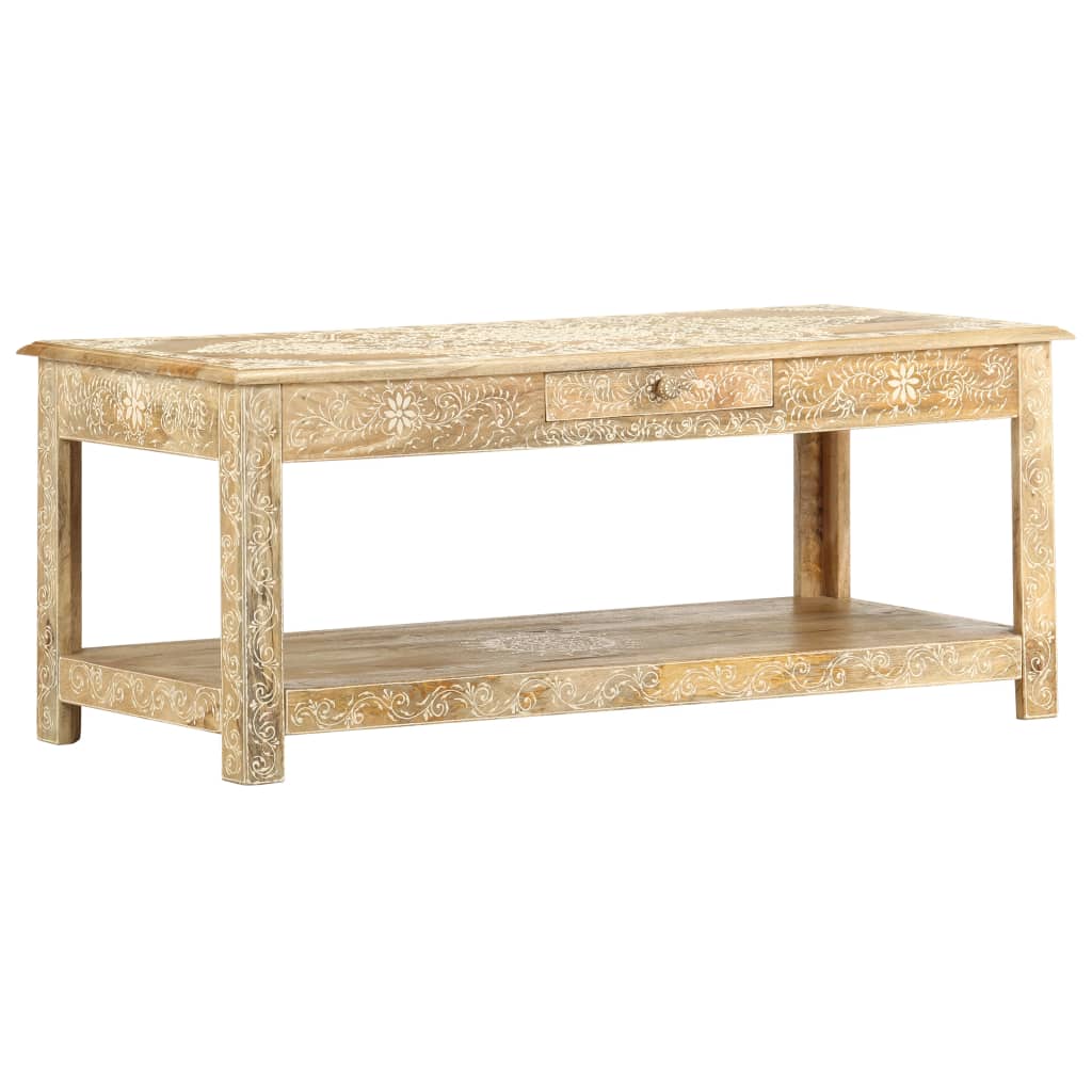 Coffee Table 110X50X45 Cm Hand Painted Solid Mango Wood