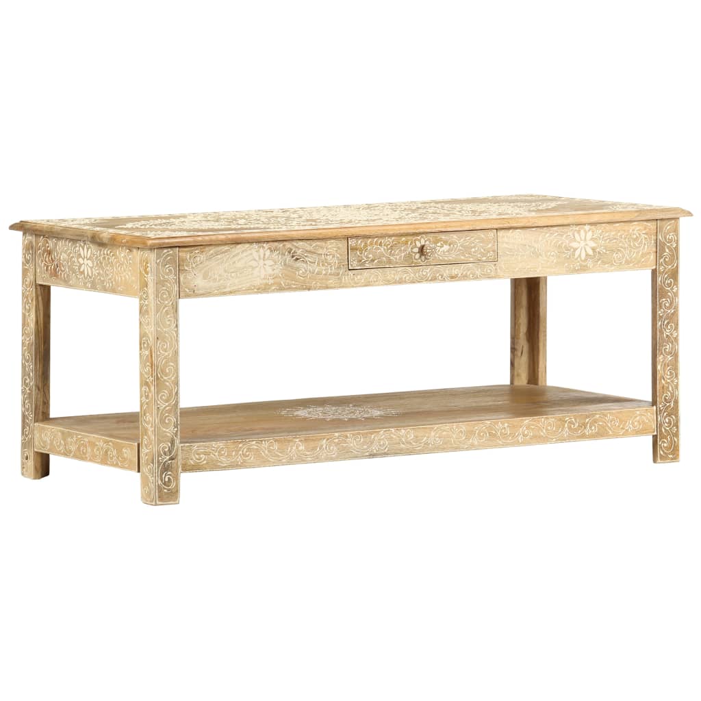 Coffee Table 110X50X45 Cm Hand Painted Solid Mango Wood