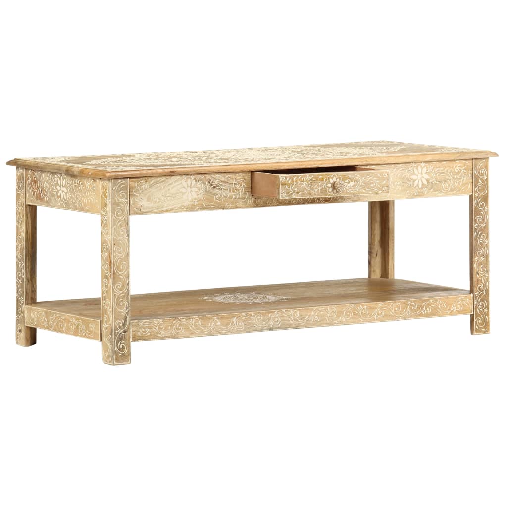 Coffee Table 110X50X45 Cm Hand Painted Solid Mango Wood