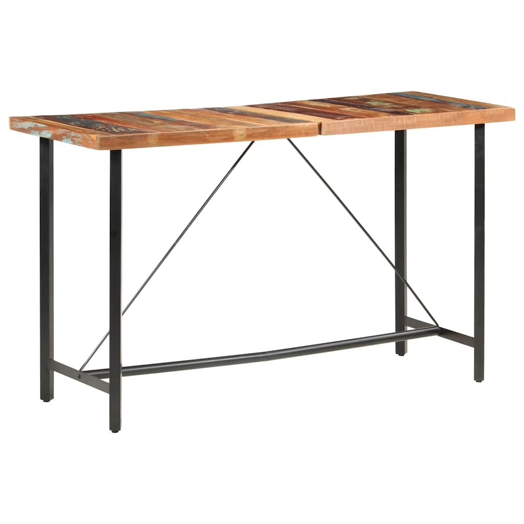 Dining Table Bar 180X70X107 Cm Solid Wood Acacia Iron Brown Natural 180 Cm Brown