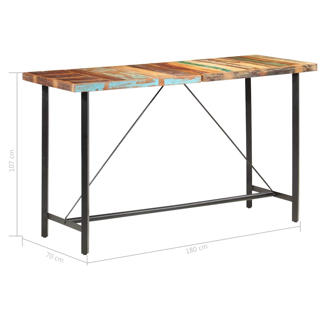 Dining Table Bar 180X70X107 Cm Solid Wood Acacia Iron Brown Natural 180 Cm Brown