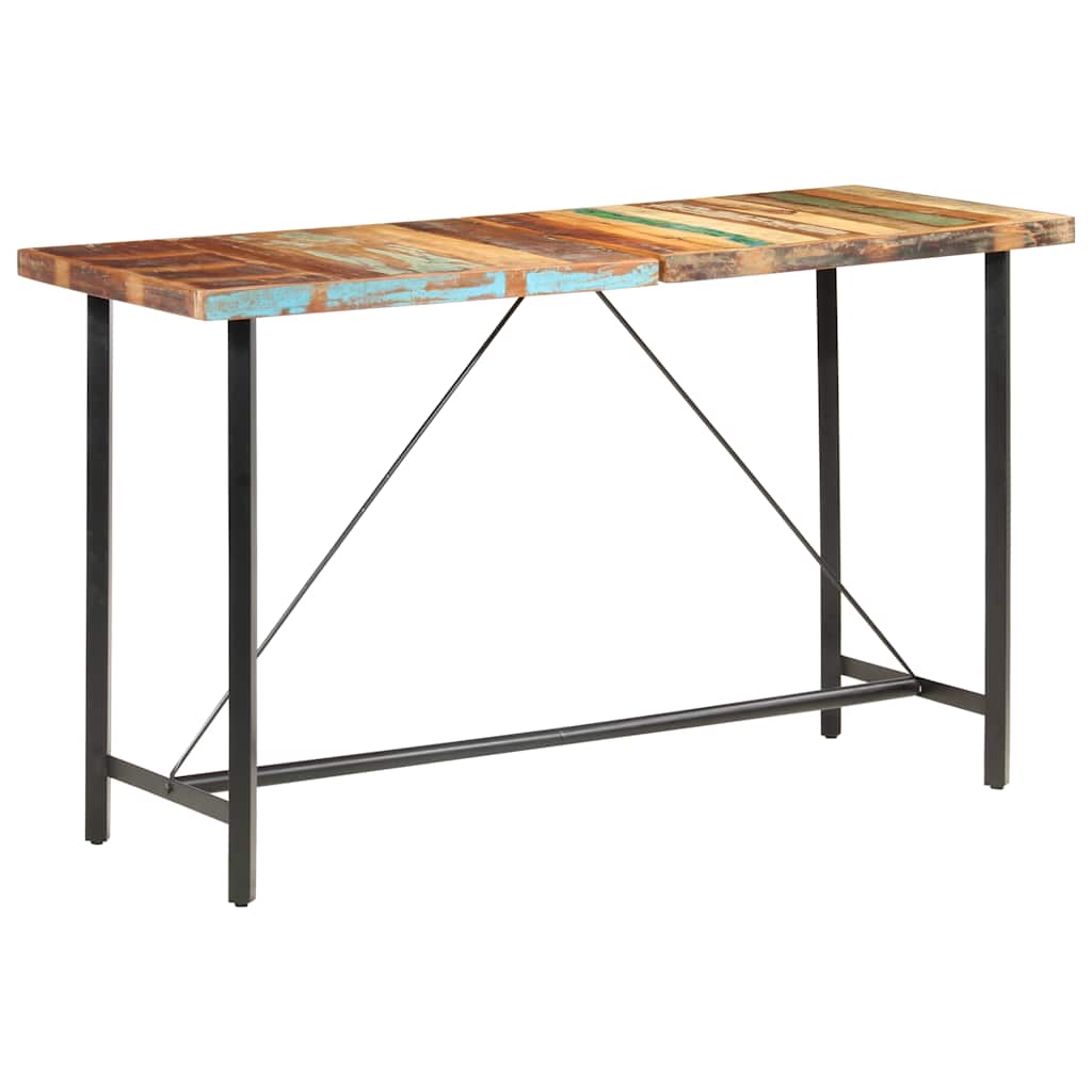 Dining Table Bar 180X70X107 Cm Solid Wood Acacia Iron Brown Natural 180 Cm Brown