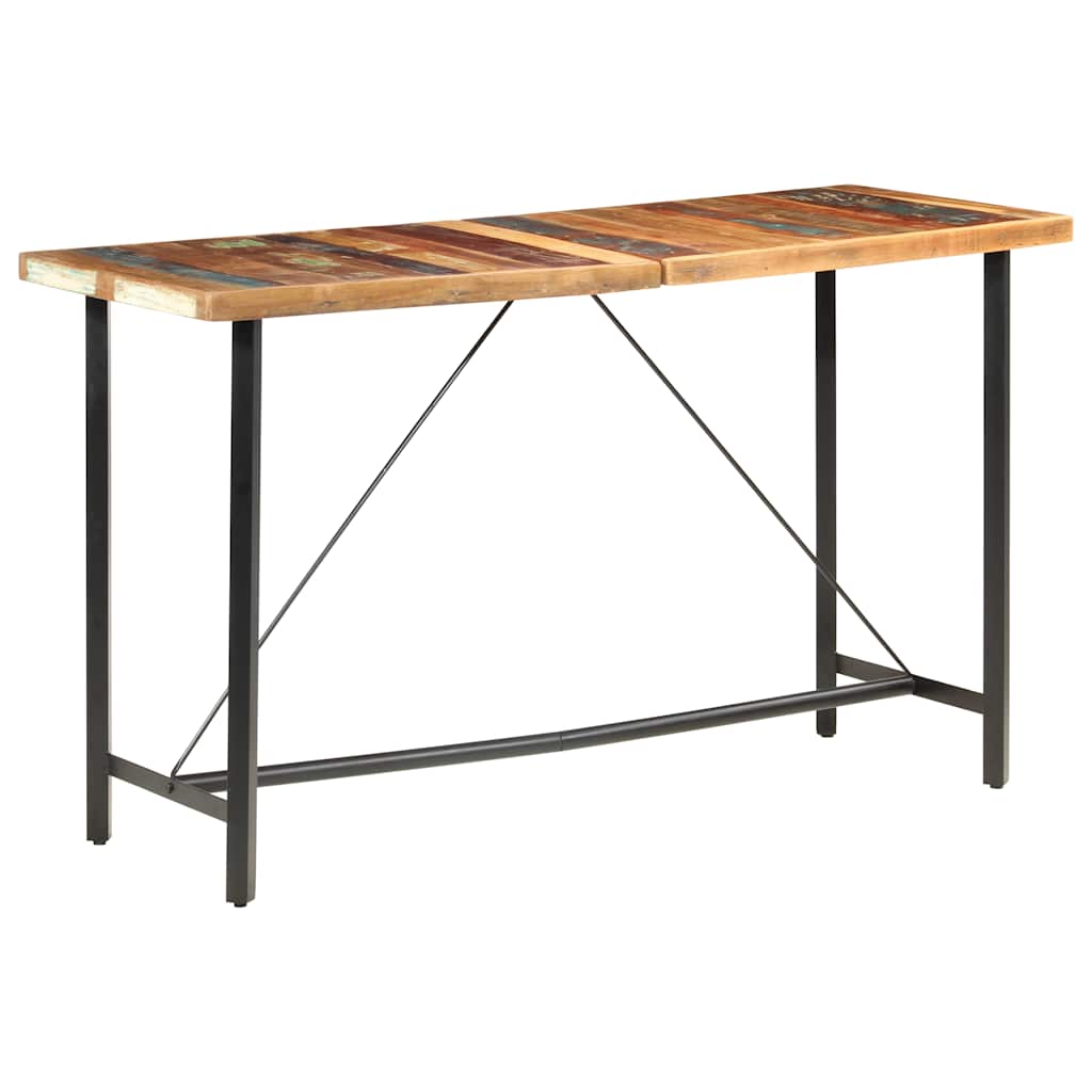 Dining Table Bar 180X70X107 Cm Solid Wood Acacia Iron Brown Natural 180 Cm Brown