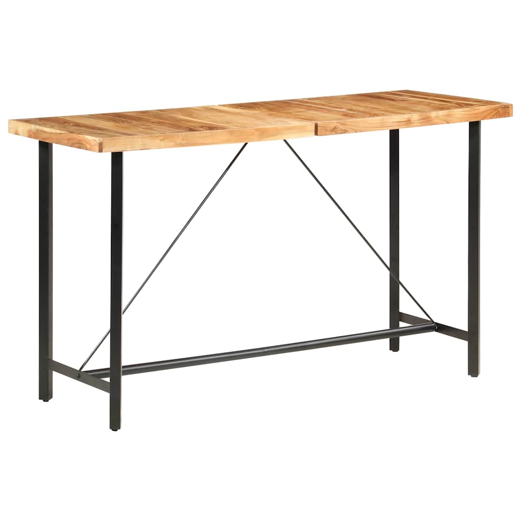 Dining Table Bar 180X70X107 Cm Solid Wood Acacia Iron Brown Natural 180 Cm Brown