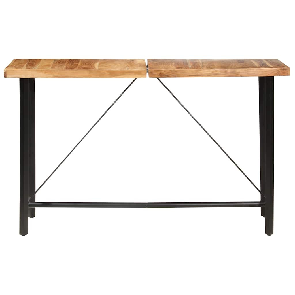 Dining Table Bar 180X70X107 Cm Solid Wood Acacia Iron Brown Natural 180 Cm Brown