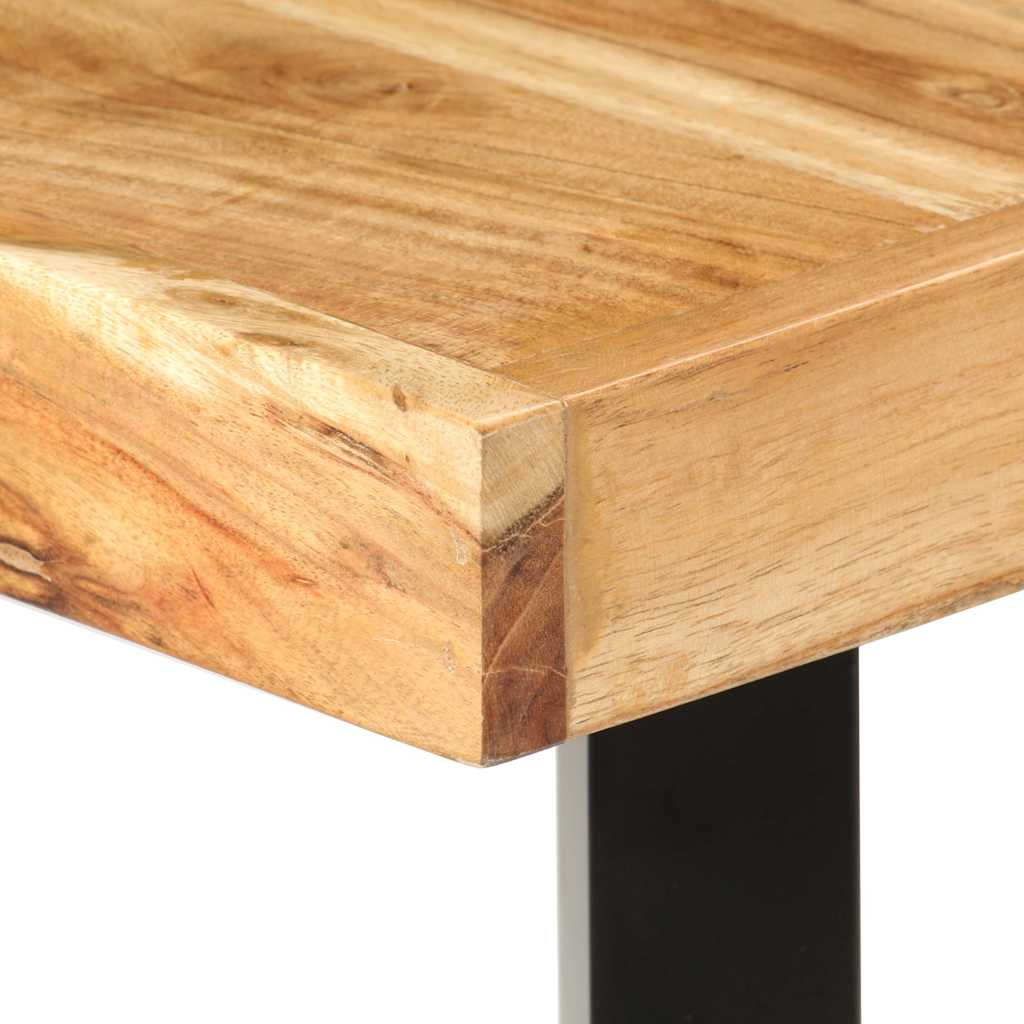 Dining Table Bar 180X70X107 Cm Solid Wood Acacia Iron Brown Natural 180 Cm Brown