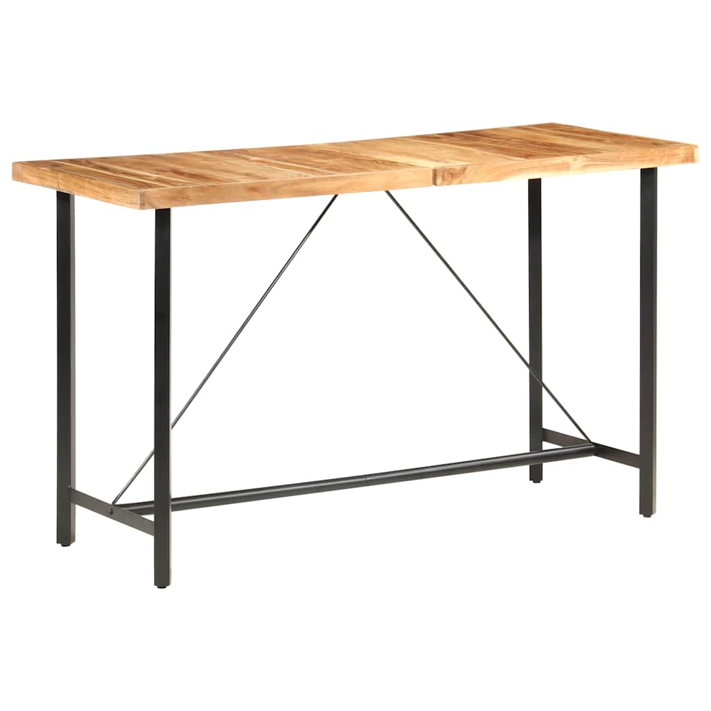 Dining Table Bar 180X70X107 Cm Solid Wood Acacia Iron Brown Natural 180 Cm Brown