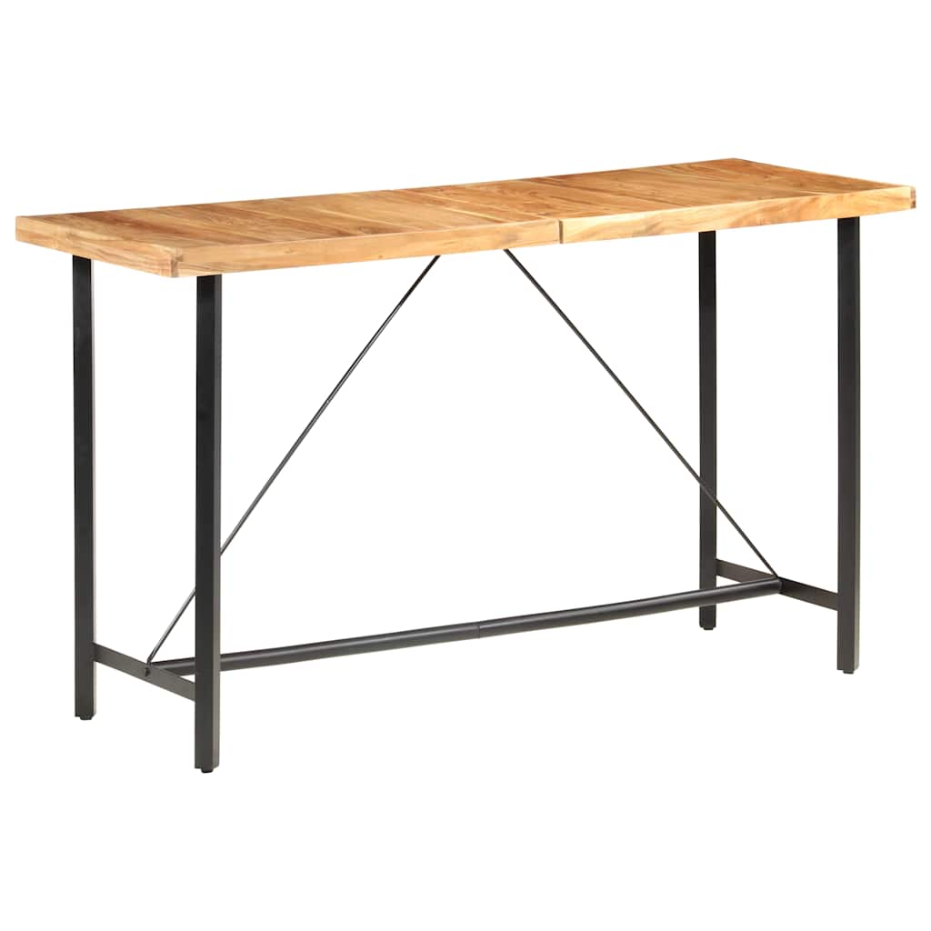 Dining Table Bar 180X70X107 Cm Solid Wood Acacia Iron Brown Natural 180 Cm Brown