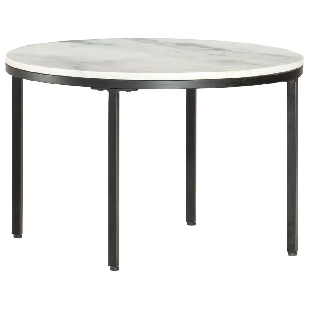 Coffee Table White And Black Ø50 Cm Real Solid Marble