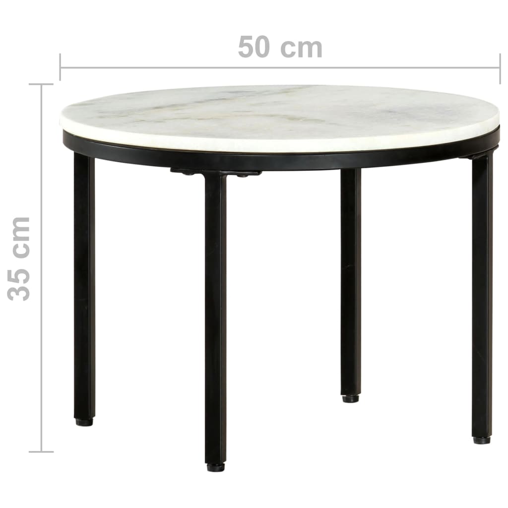 Coffee Table White And Black Ø50 Cm Real Solid Marble