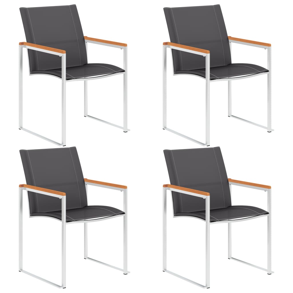 Garden Chairs 4 Pcs Textilene And Stainless Steel Grey